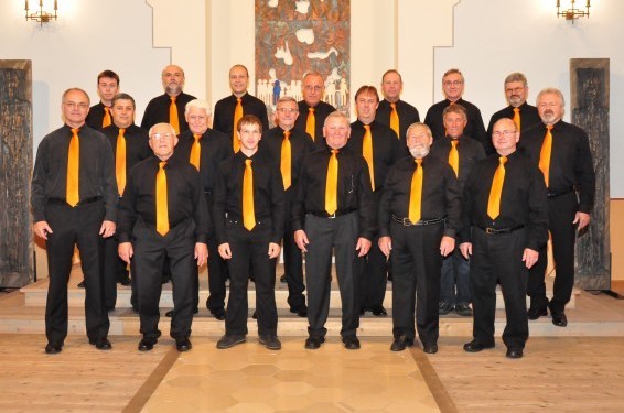 Mitglieder des Männerchors in Reihen stehend